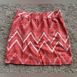 Banana Republic Cotton Linen Skirt. Size 6. Orange Cream Chevron Print. CUTE!